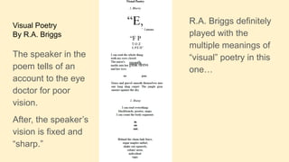 Visual Property Example Poetry Visual Poetry - an introduction to modern examples of poetry | PPTX