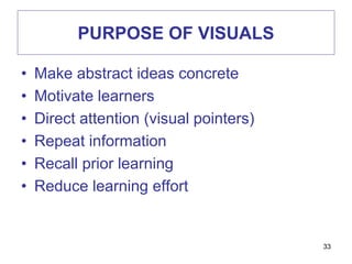 Purpose Visual Rep Visual principles edu711 | PPTX