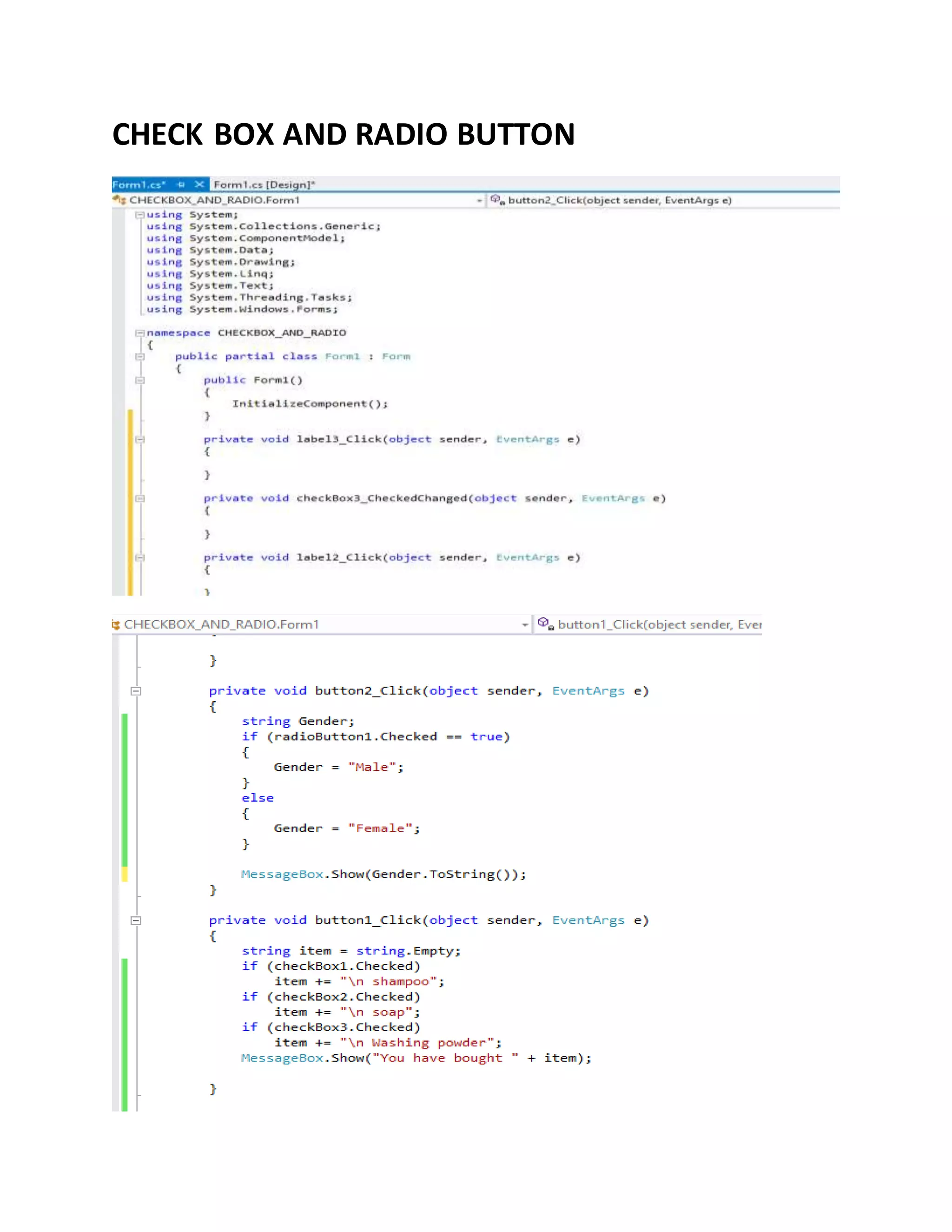 CHECK BOX AND RADIO BUTTON