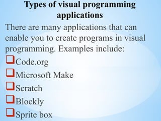 VISUAL PROGRAMMING CONCEPTS for junior sch | PPT