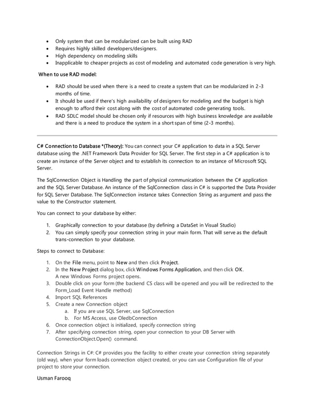 MCS,BCS-7(A,B) Visual programming Syllabus for Final exams @ ISP | PDF