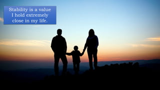 Stability is a value
I hold extremely
close in my life.
 