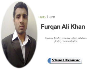 Furqan Ali Khan
inspirer, leader, creative mind, solution-
finder, communicator,
Hello, I am
 