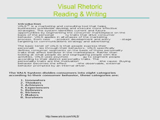Visual Rhetoric Reading & Writing http://www.sric-bi.com/VALS/ 