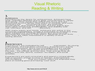 Visual Rhetoric Reading & Writing http://www.sric-bi.com/VALS/ 3. 4. 