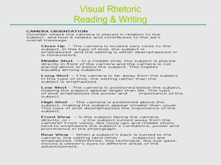 Visual Rhetoric Reading & Writing 