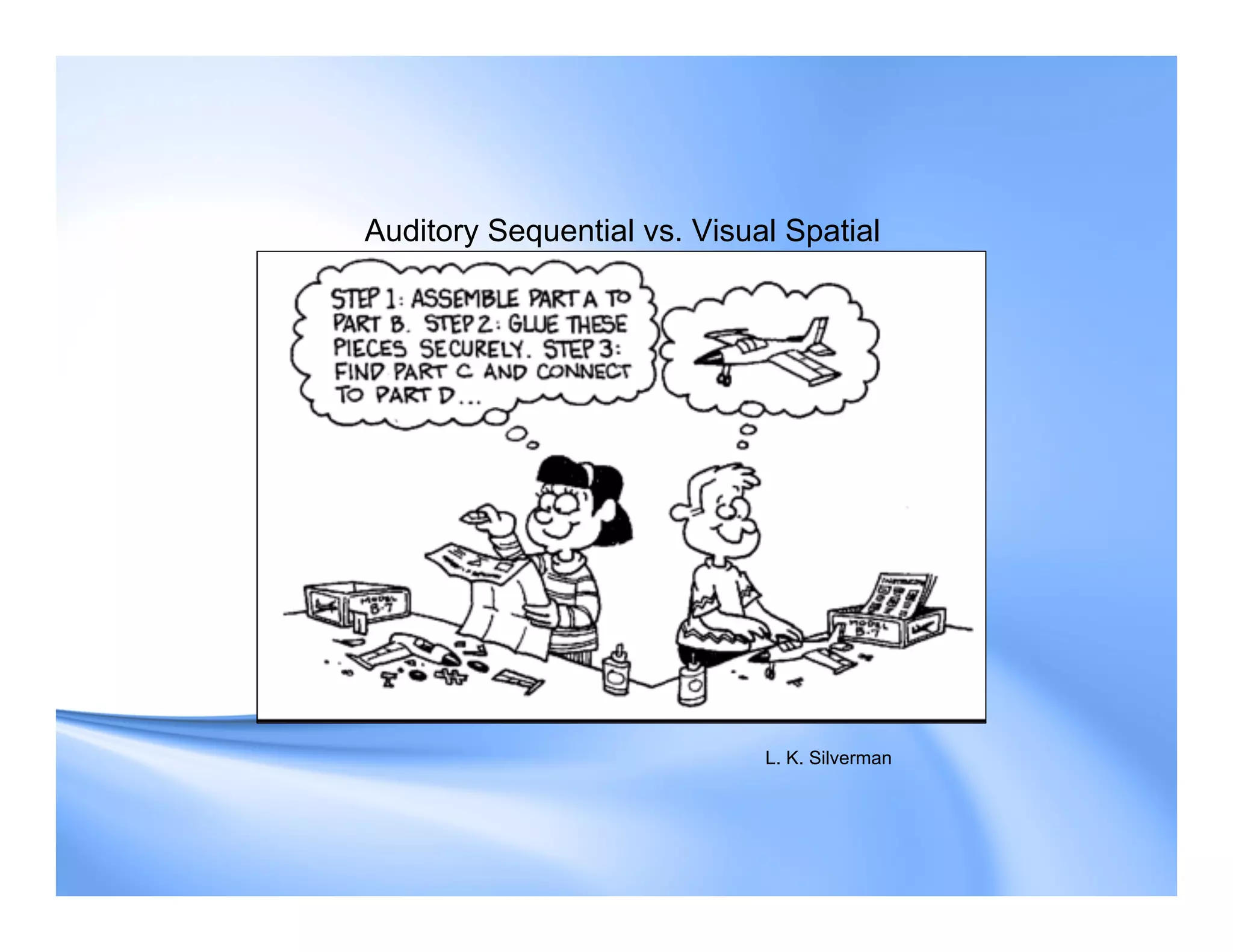 Auditory Sequential vs. Visual Spatial
L. K. Silverman
 
