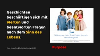 2
Geschichten
beschäftigen sich mit
Werten und
beantworten Fragen
nach dem Sinn des
Lebens.
PurposeVisual Storytelling @ Pia Kleine Wieskamp , 3/2020
 