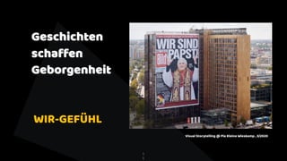 Geschichten
schaffen
Geborgenheit
1
5
WIR-GEFÜHL
Visual Storytelling @ Pia Kleine Wieskamp , 3/2020
 