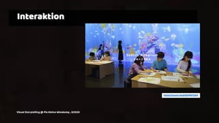 Interaktion
https://youtu.be/jIQXMN7I2b4
Visual Storytelling @ Pia Kleine Wieskamp , 3/2020
 