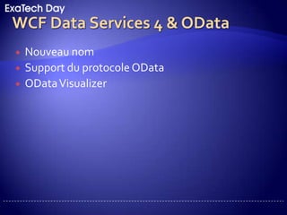 WCF 4Simplification du fichier web.configHebergement sans .svcSupport de WS-Discovery