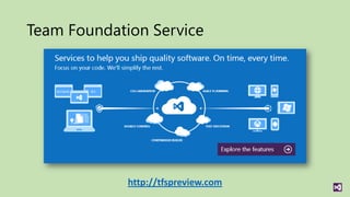 Team Foundation Service




             http://tfspreview.com
 