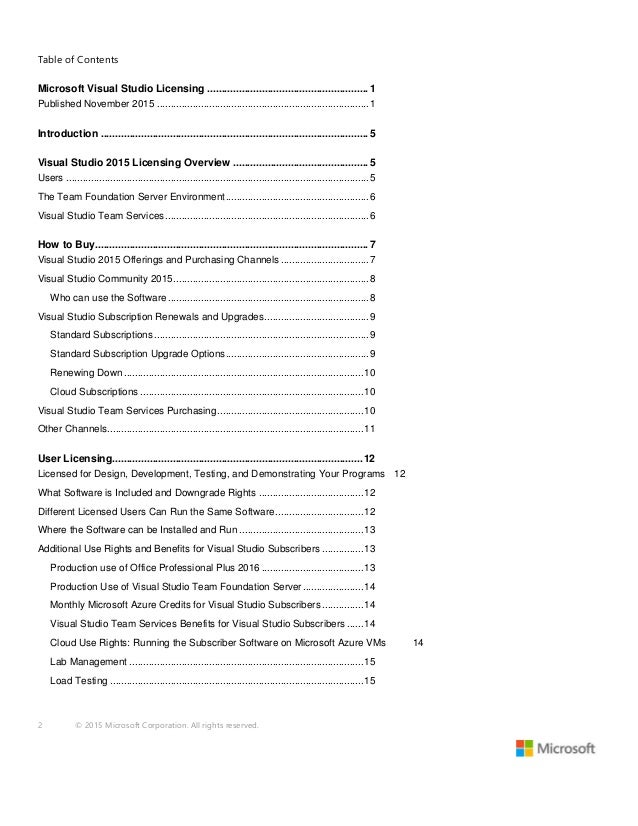 Visual Studio 2015 And Msdn Licensing Whitepaper November 2015