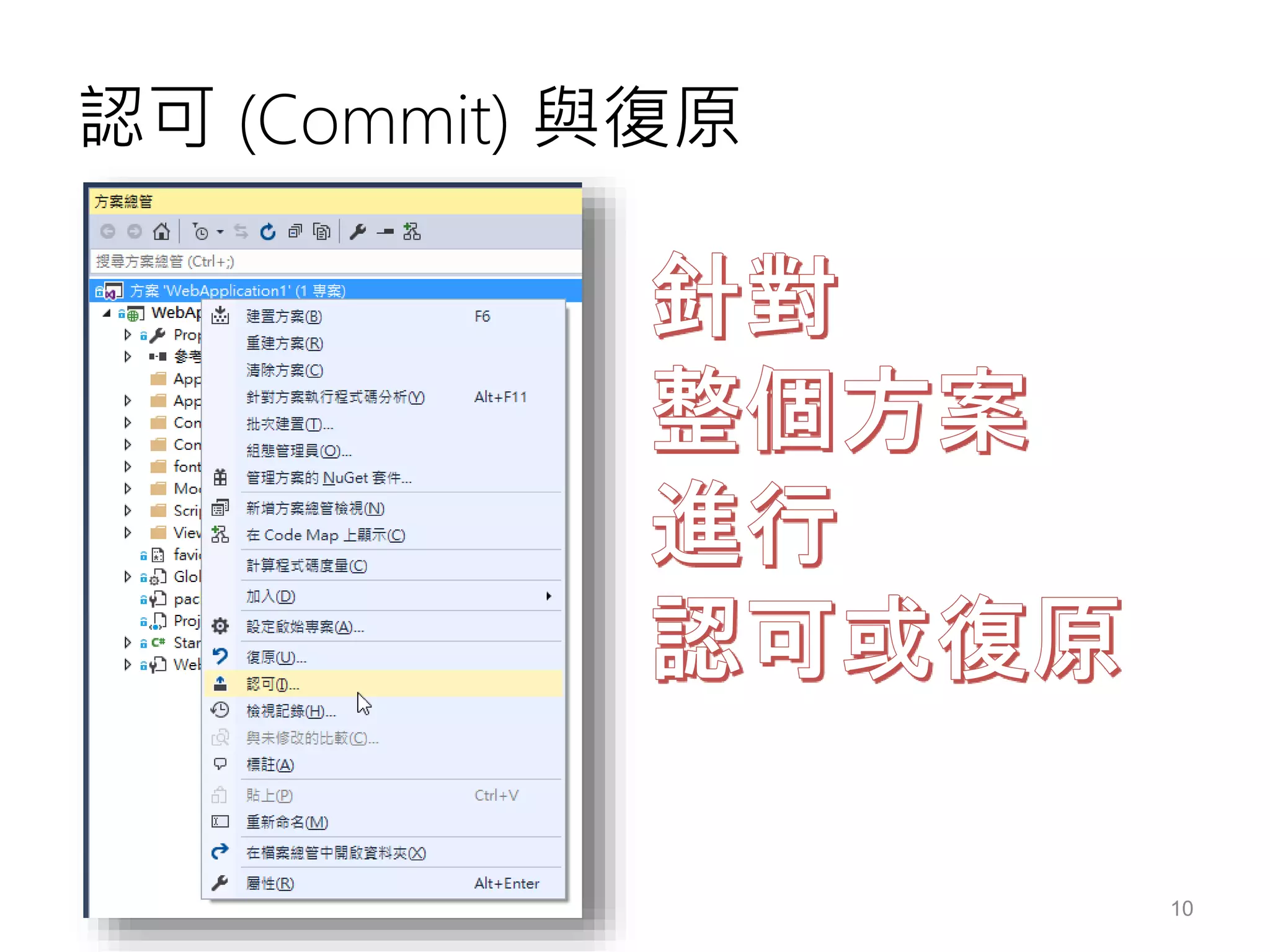 認可 (Commit) 與復原
10
 
