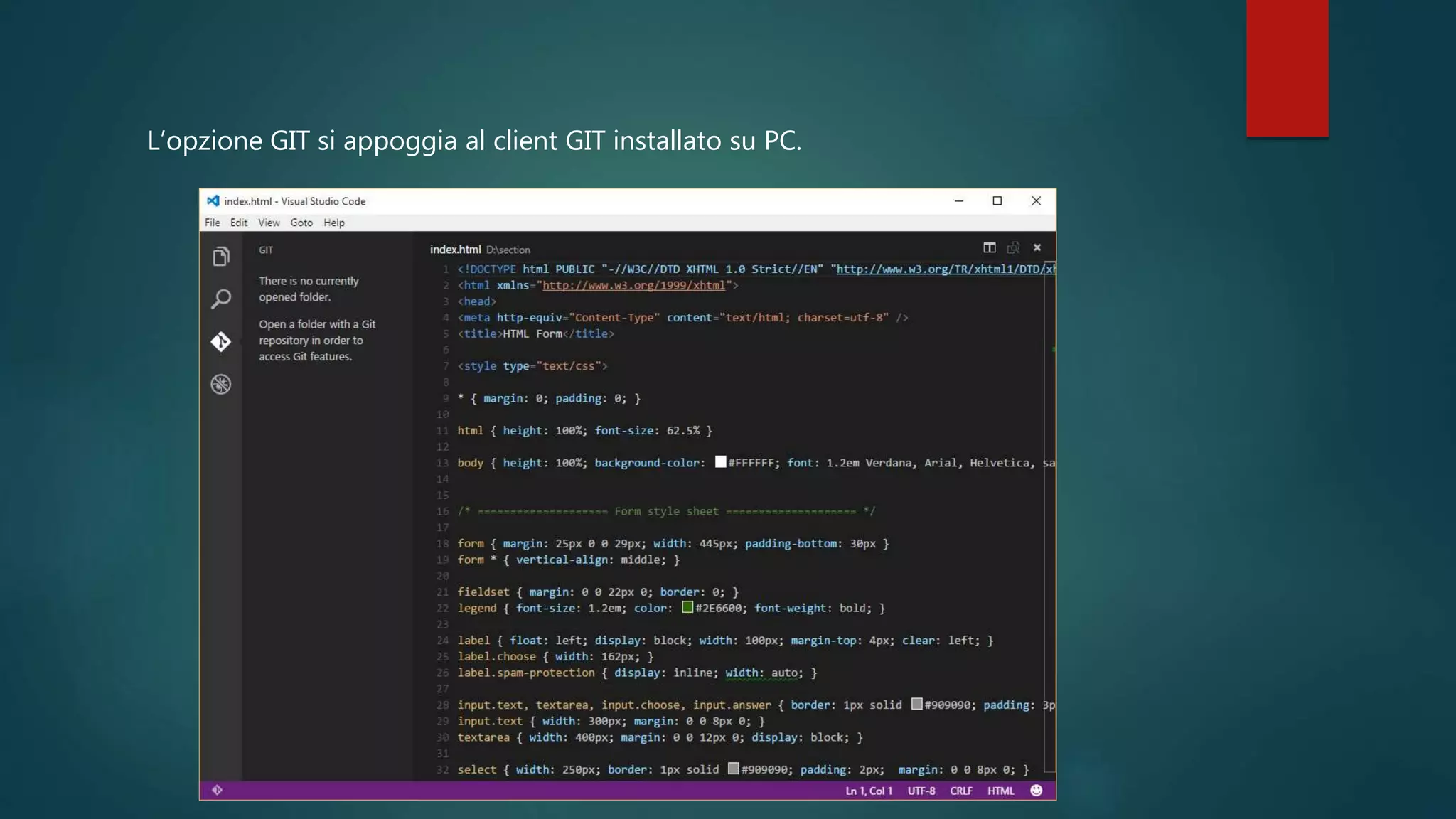L’opzione GIT si appoggia al client GIT installato su PC.
 