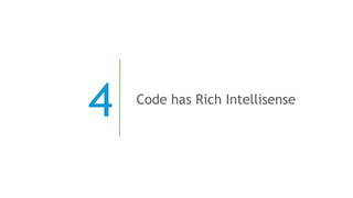 4 Code has Rich Intellisense
 