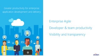 Greater productivity for enterprise
application development and delivery
Enterprise Agile
Developer & team productivity
Visibility and transparency
 