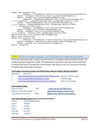 Visual studio performance testing quick reference guide 3 6 | PDF
