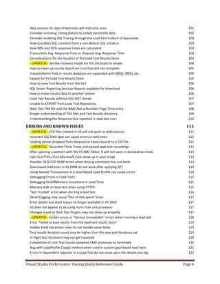 Visual studio performance testing quick reference guide 3 6 | PDF