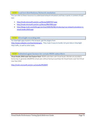 Visual studio performance testing quick reference guide 3 6 | PDF