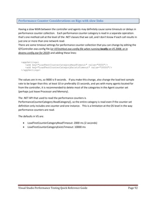 Visual studio performance testing quick reference guide 3 6 | PDF