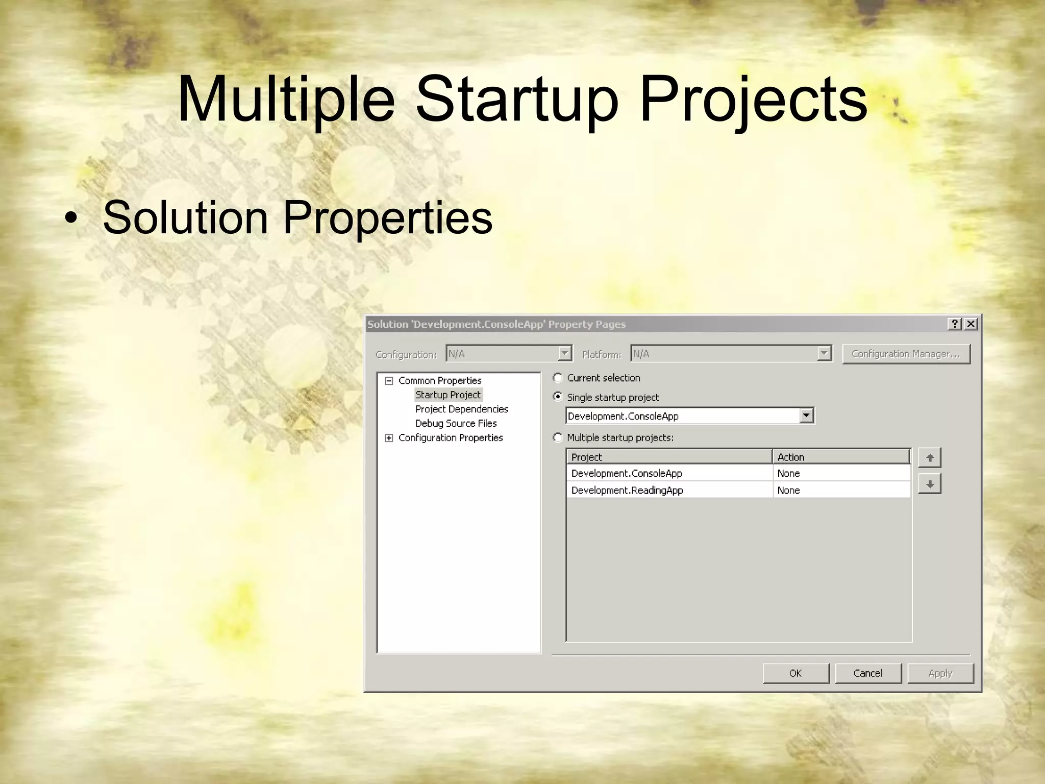 Multiple Startup ProjectsSolution Properties