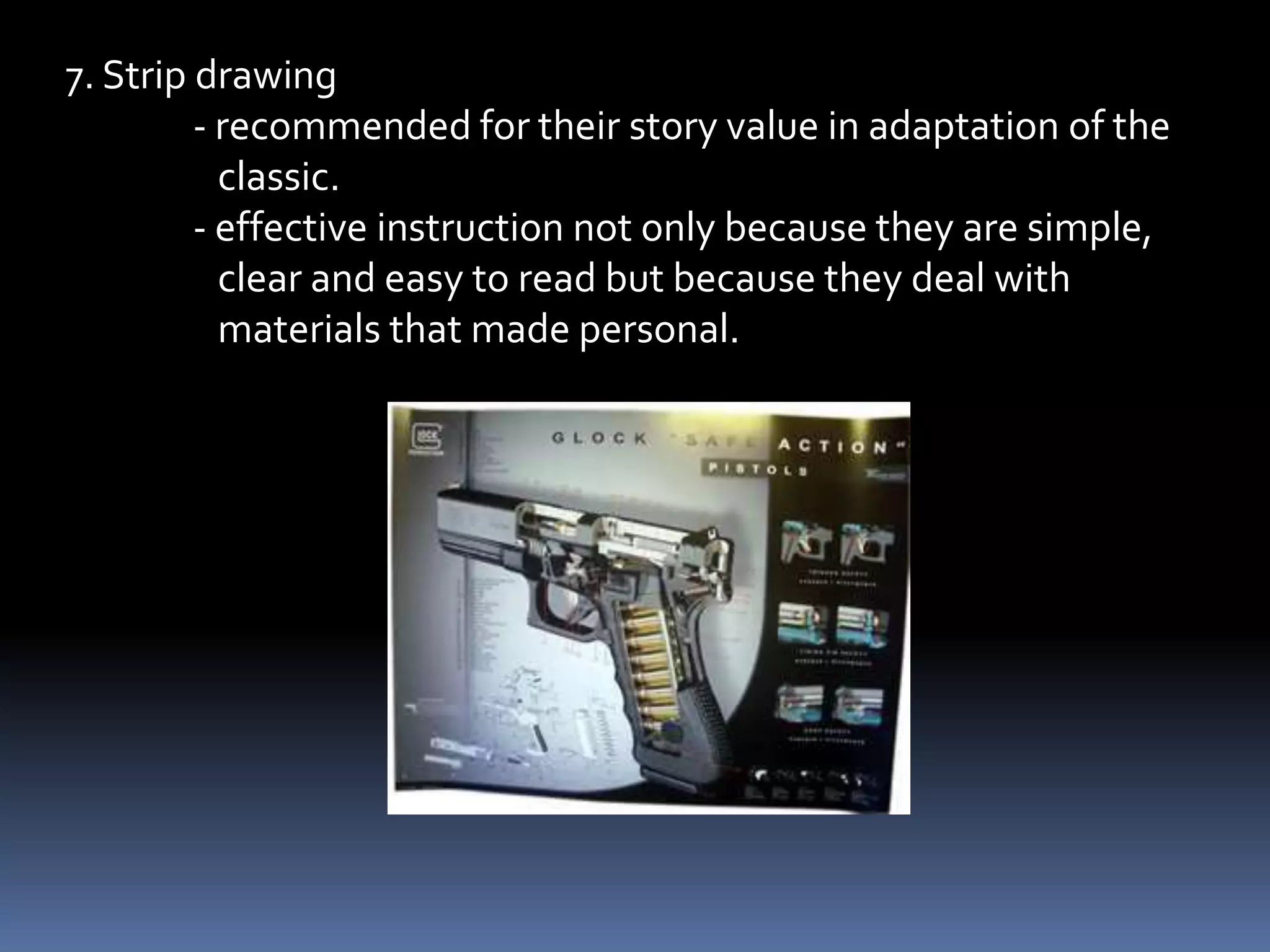 5. Pictorial statistics or pictograph – make use of related pictures in
                        showing quantitative data.
                       - most widely used in elementary grades.




Principles in pictographing
        1. Simplicity – pictures used must be simple
        2. Comparison of relationship must be strikingly seen.
        3. Approximates rather than precise amounts are
           represented.
        4. Pictorial symbols used must be self explanatory.
        5.Quantities are usually shown by the number of symbols
           rather than by size.
 