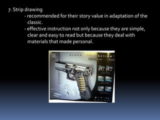 5. Pictorial statistics or pictograph – make use of related pictures in
                        showing quantitative data.
                       - most widely used in elementary grades.




Principles in pictographing
        1. Simplicity – pictures used must be simple
        2. Comparison of relationship must be strikingly seen.
        3. Approximates rather than precise amounts are
           represented.
        4. Pictorial symbols used must be self explanatory.
        5.Quantities are usually shown by the number of symbols
           rather than by size.
 