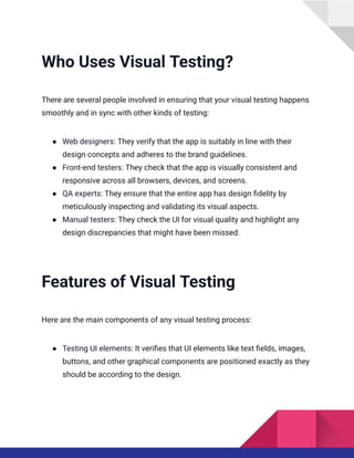 Visual For Consistant Testing How Visual Testing Fits Into CI/CD Pipelines | PDF