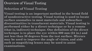 Translucent Visual Testing Asme Comprehensive Visual Testing Training: Principles, Applications, and ...