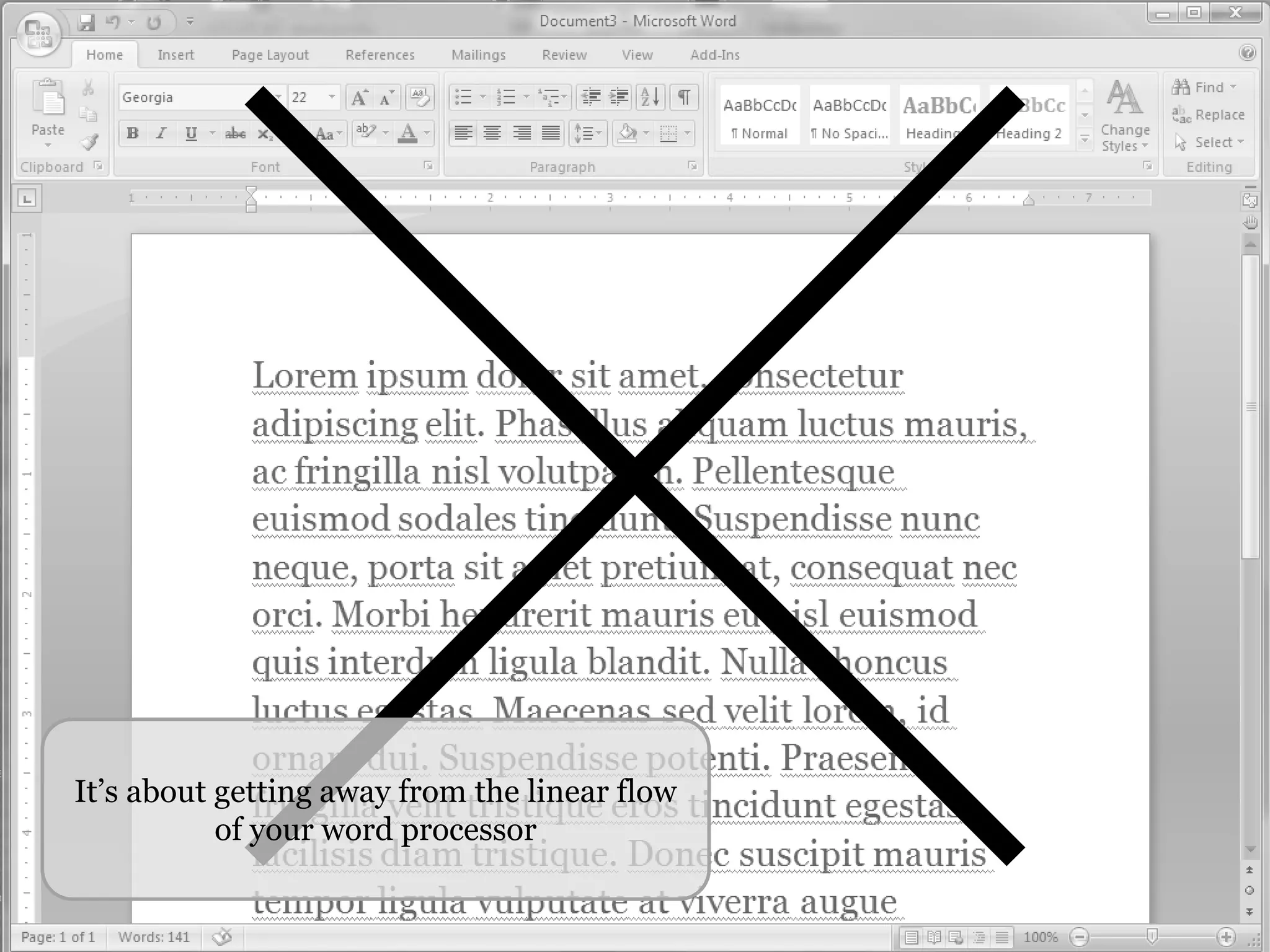 It’s about getting away from the linear flow of your word processor