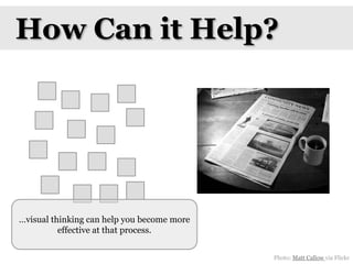 How Can it Help?…visual thinking can help you become more effective at that process.Photo: Matt Callow via Flickr
