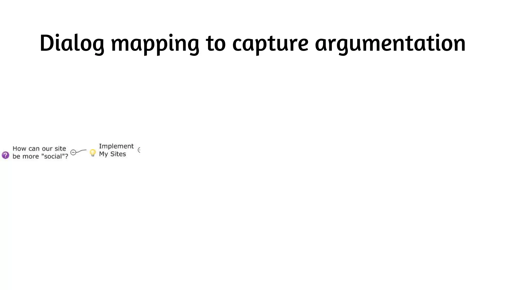 Dialog mapping to capture argumentation
 