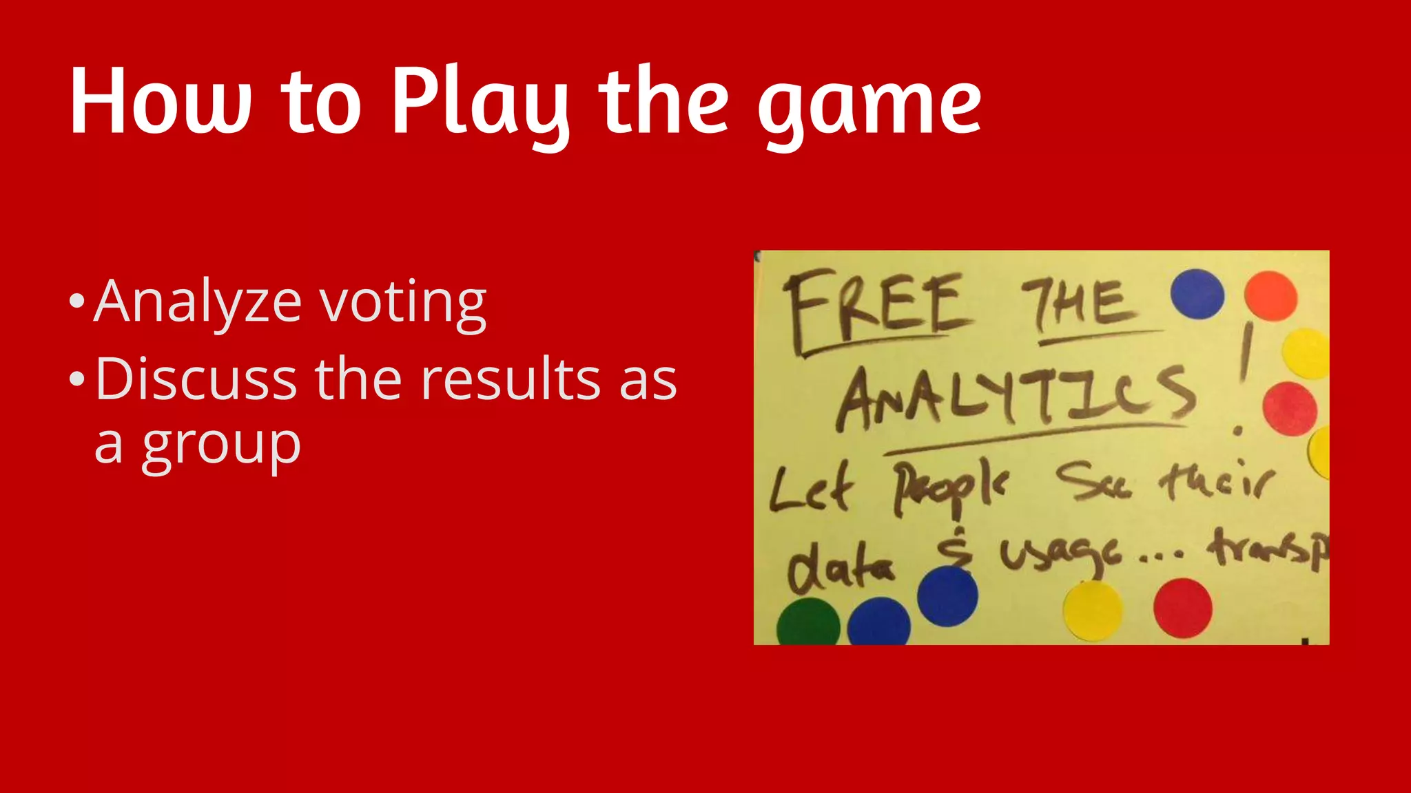 How to Play the game
•Analyze voting
•Discuss the results as
a group
 