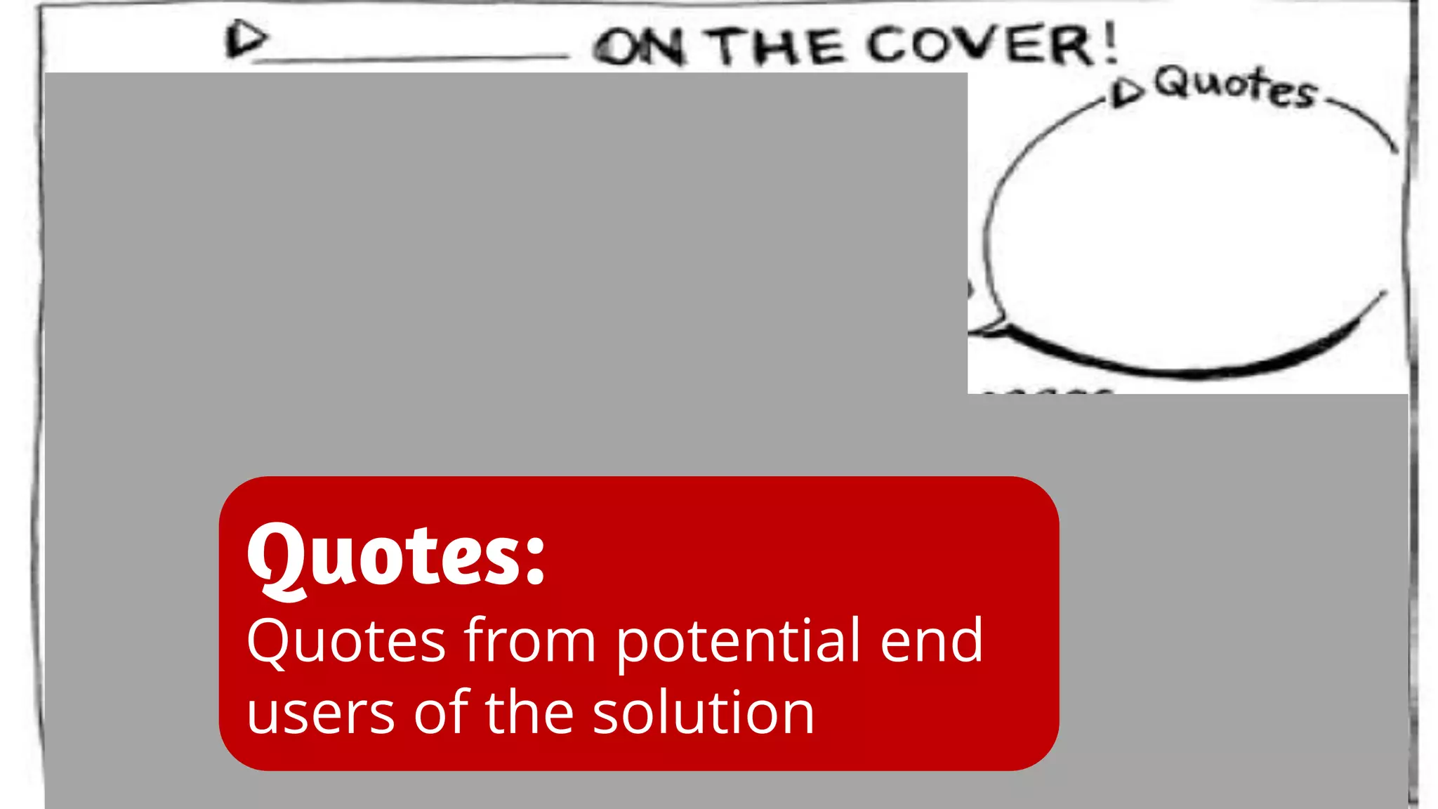 Quotes:
Quotes from potential end
users of the solution
 