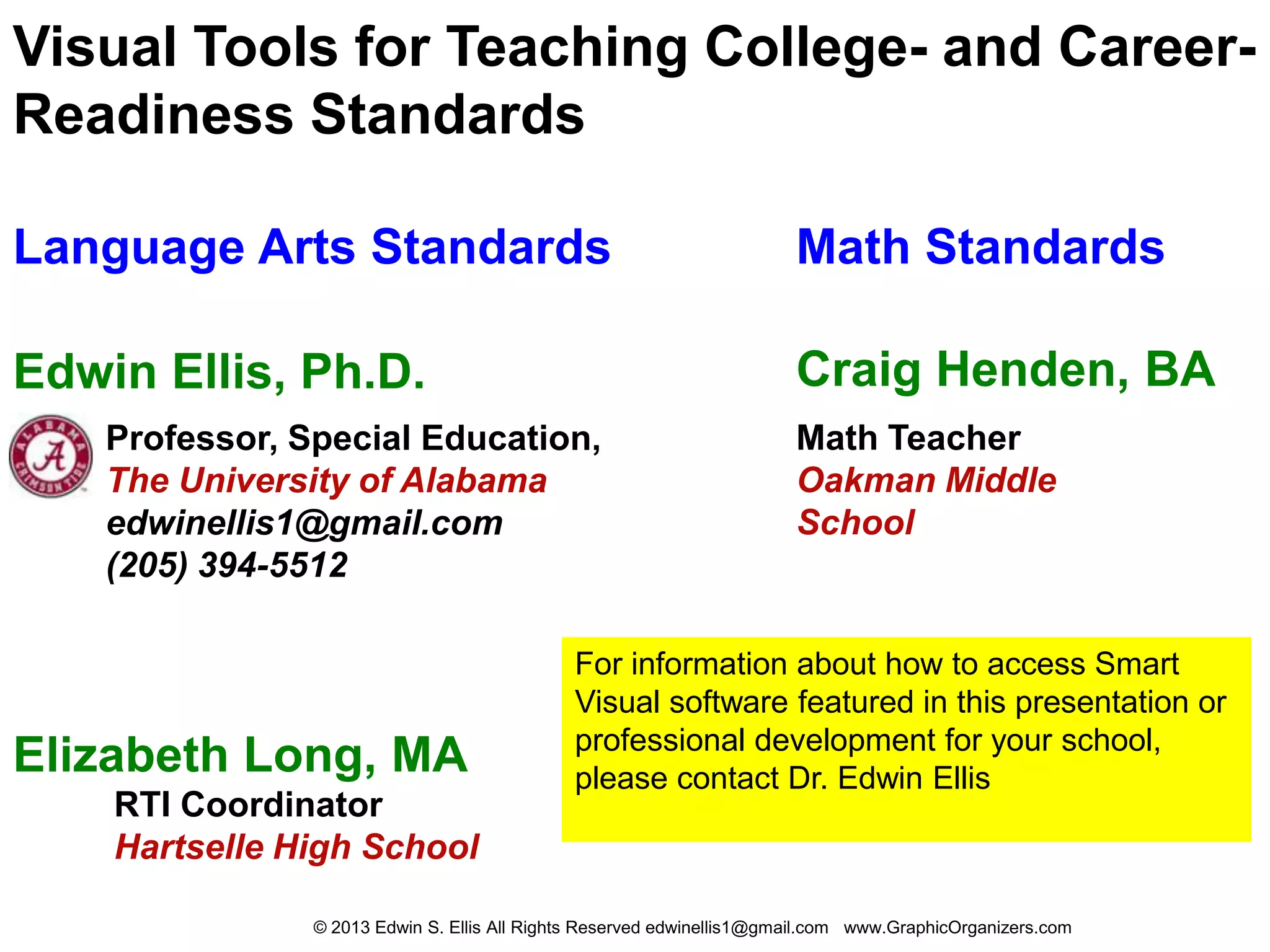 Visual tools for teaching college readiness writing standards PPT