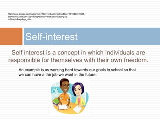 Collectivism is the idea that a group of people with the same interests are more important then what an individual wants for themselves. People should be equal to each other.Collectivismhttp://www.google.ca/images?um=1&hl=en&safe=active&biw=1419&bih=694&tbs=isch%3A1&sa=1&q=taxes&aq=f&aqi=g10&aql=&oq=&gs_rfai=An example is that we pay taxes to the government so we can have things like school and busing and health care, etc.