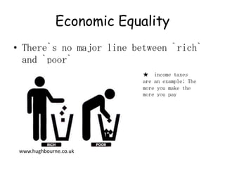 Economic Equality There`s no major line between `rich` and `poor` ★  income taxes are an example; The more you make the more you paywww.hughbourne.co.uk
