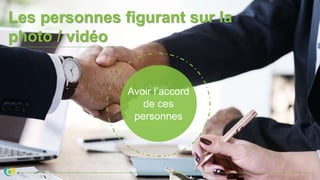 Les personnes figurant sur la
photo / vidéo
Avoir l’accord
de ces
personnes
 