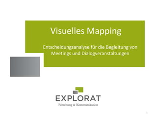 Standorte
Visuelles Mapping
Entscheidungsanalyse für die Begleitung von
Meetings und Dialogveranstaltungen
1
 