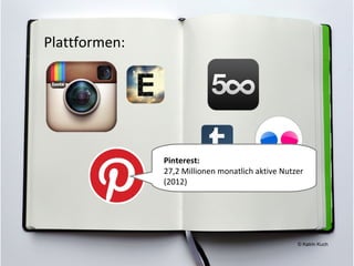 Plattformen:




               Pinterest:
               27,2 Millionen monatlich aktive Nutzer
               (2012)



...