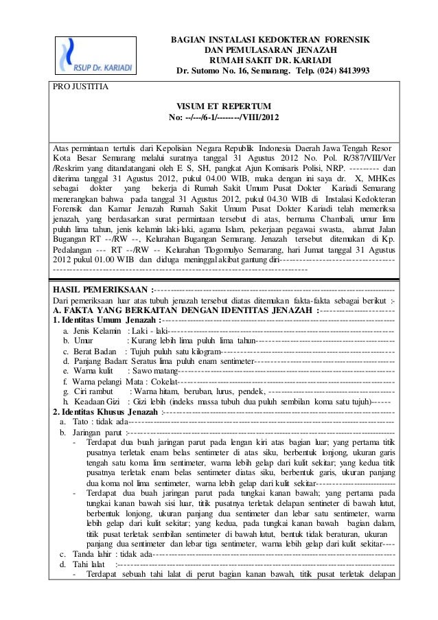 CONTOH VISUM ET REPERTUM JENAZAH PDF