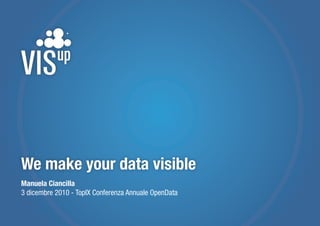 We make your data visible
Manuela Ciancilla
3 dicembre 2010 - TopIX Conferenza Annuale OpenData
 