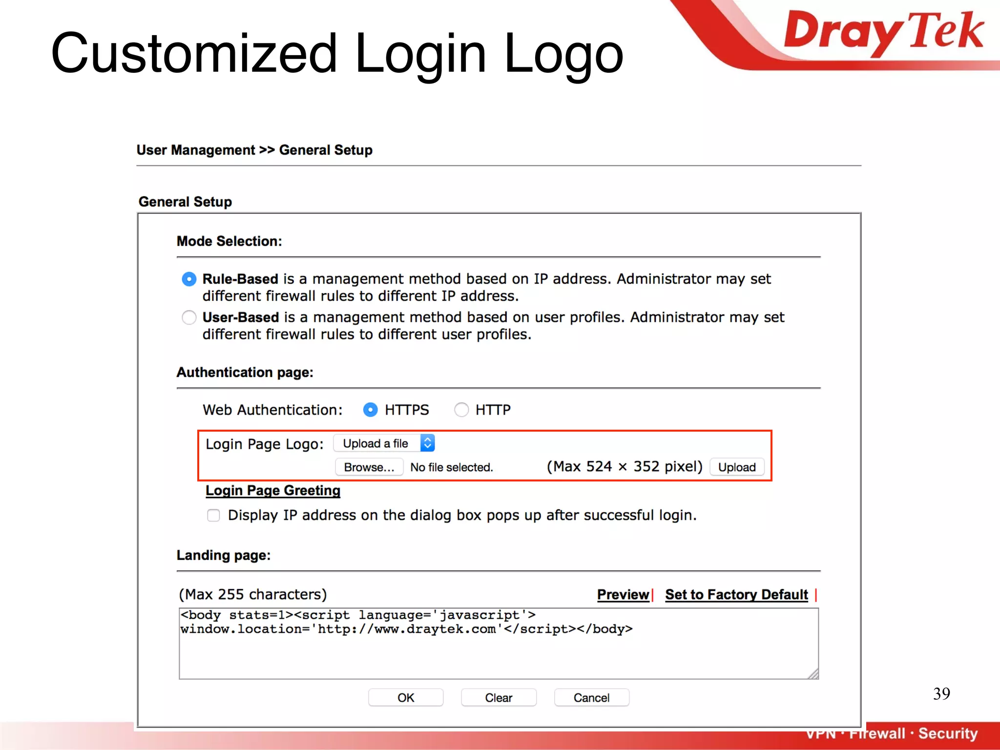 39
Customized Login Logo
 