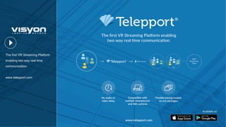 The first VR Streaming Platform
enabling two way real time
communication
www.telepport.com
 