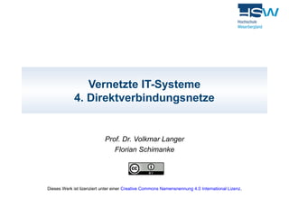 Vernetzte IT-Systeme 
4. Direktverbindungsnetze 
Prof. Dr. Volkmar Langer 
Florian Schimanke 
Dieses Werk ist lizenziert unter einer Creative Commons Namensnennung 4.0 International Lizenz. 
 
