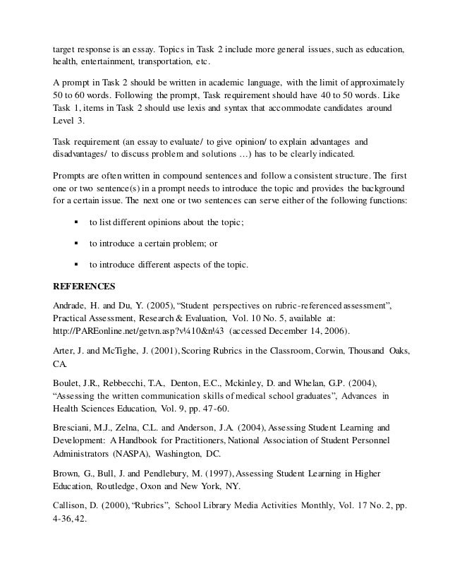 Taks test essay rubric