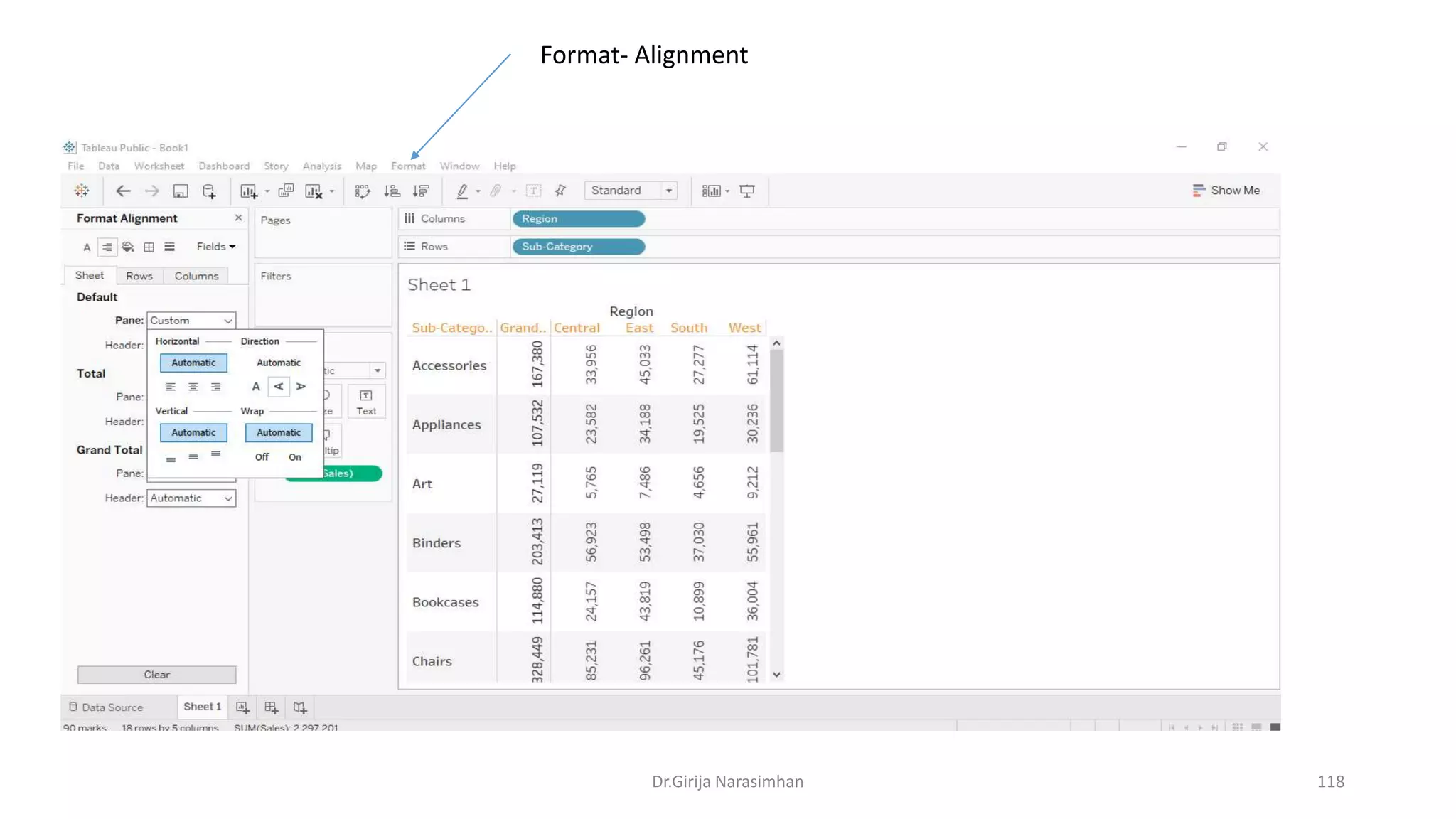Dr.Girija Narasimhan 118
Format- Alignment
 