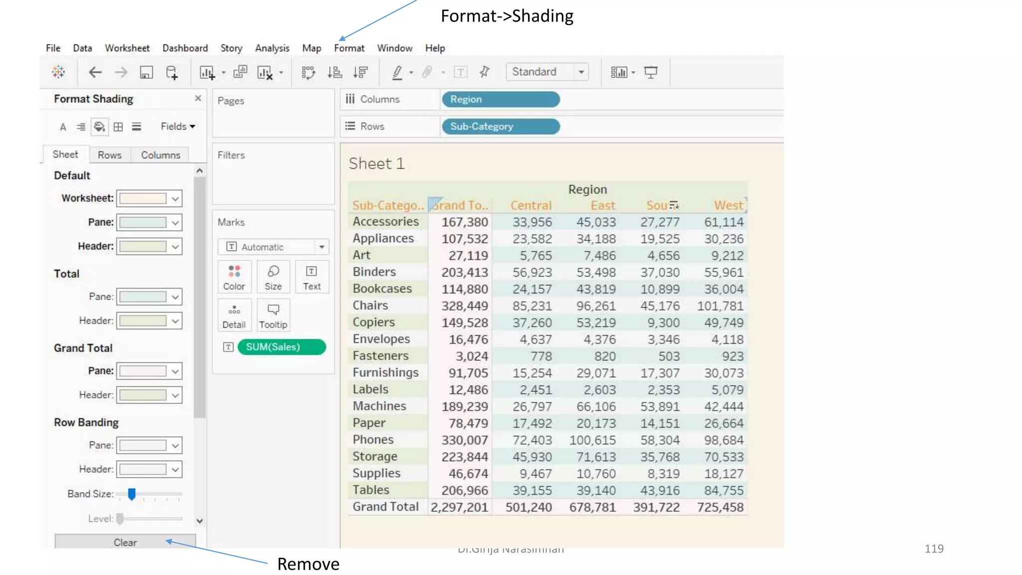 Dr.Girija Narasimhan 119
Format->Shading
Remove
 