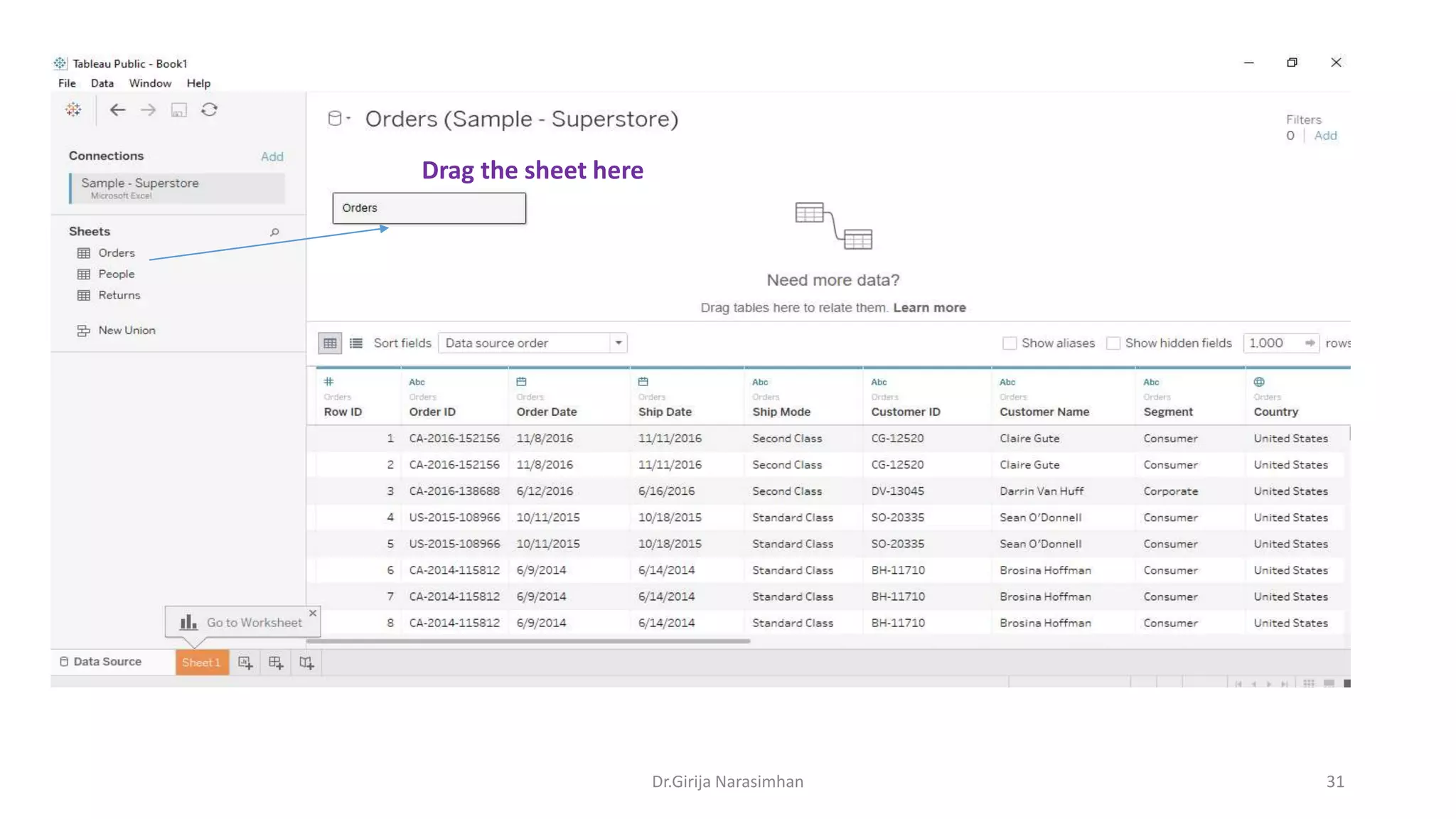 Drag the sheet here
Dr.Girija Narasimhan 31
 